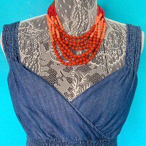 Plunder Design Red/Orange Statement Necklace